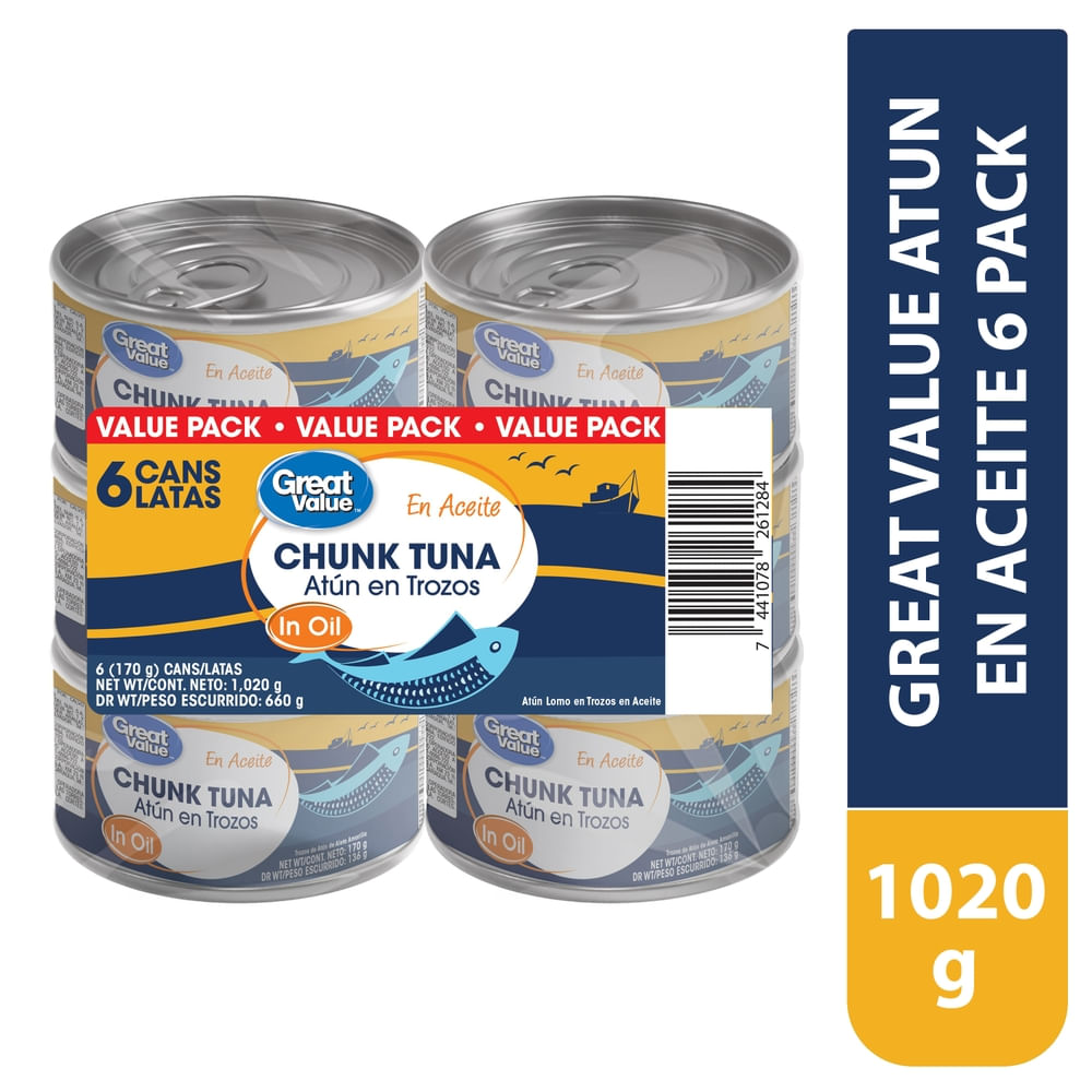 Atún Great Value En Aceite 6 Pack - 1020 g