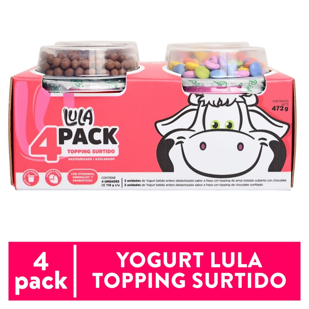 Yogurt Lula topping surtido 4 pack - 472 g