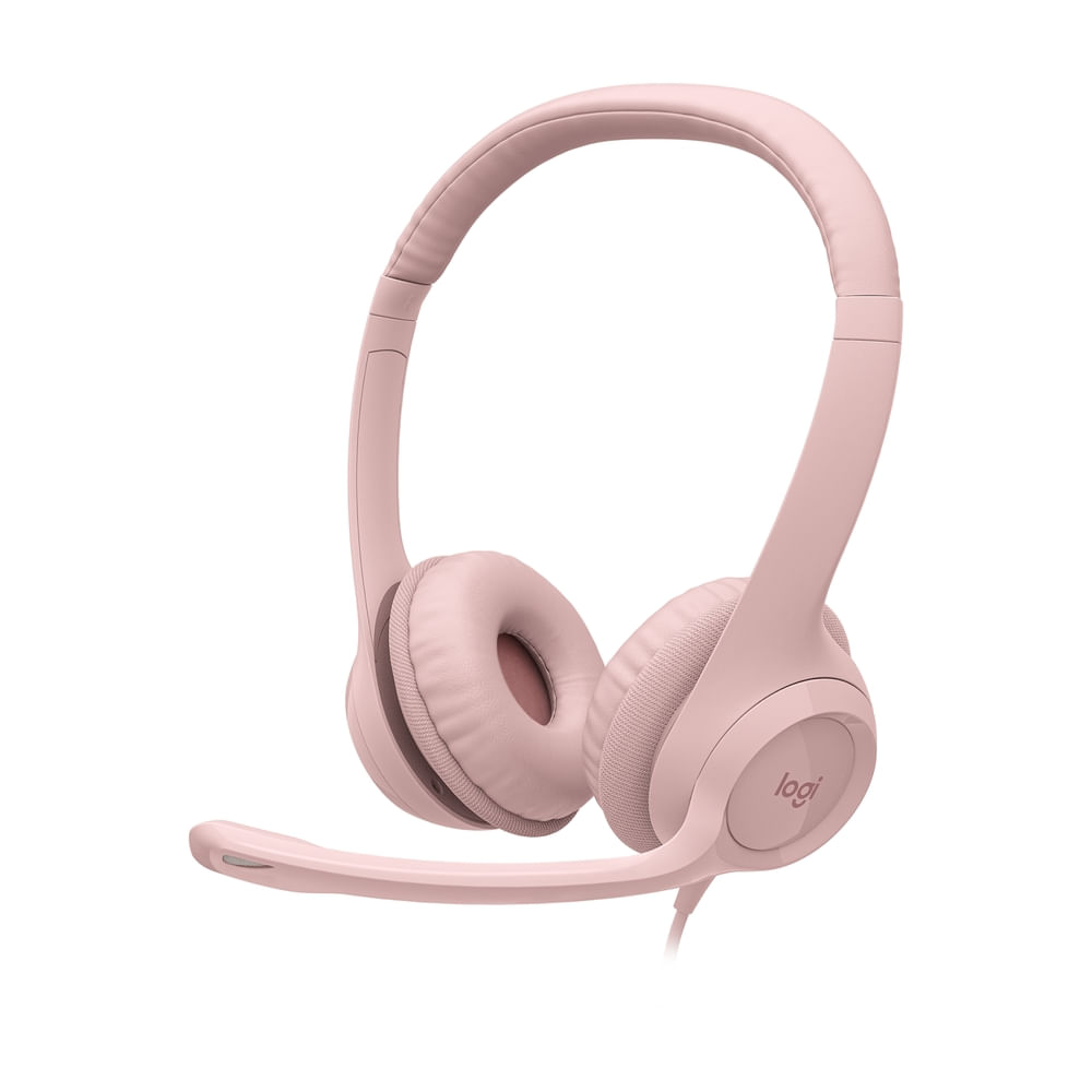Audífonos con micrófono y cable H390 de Logitech Rosa