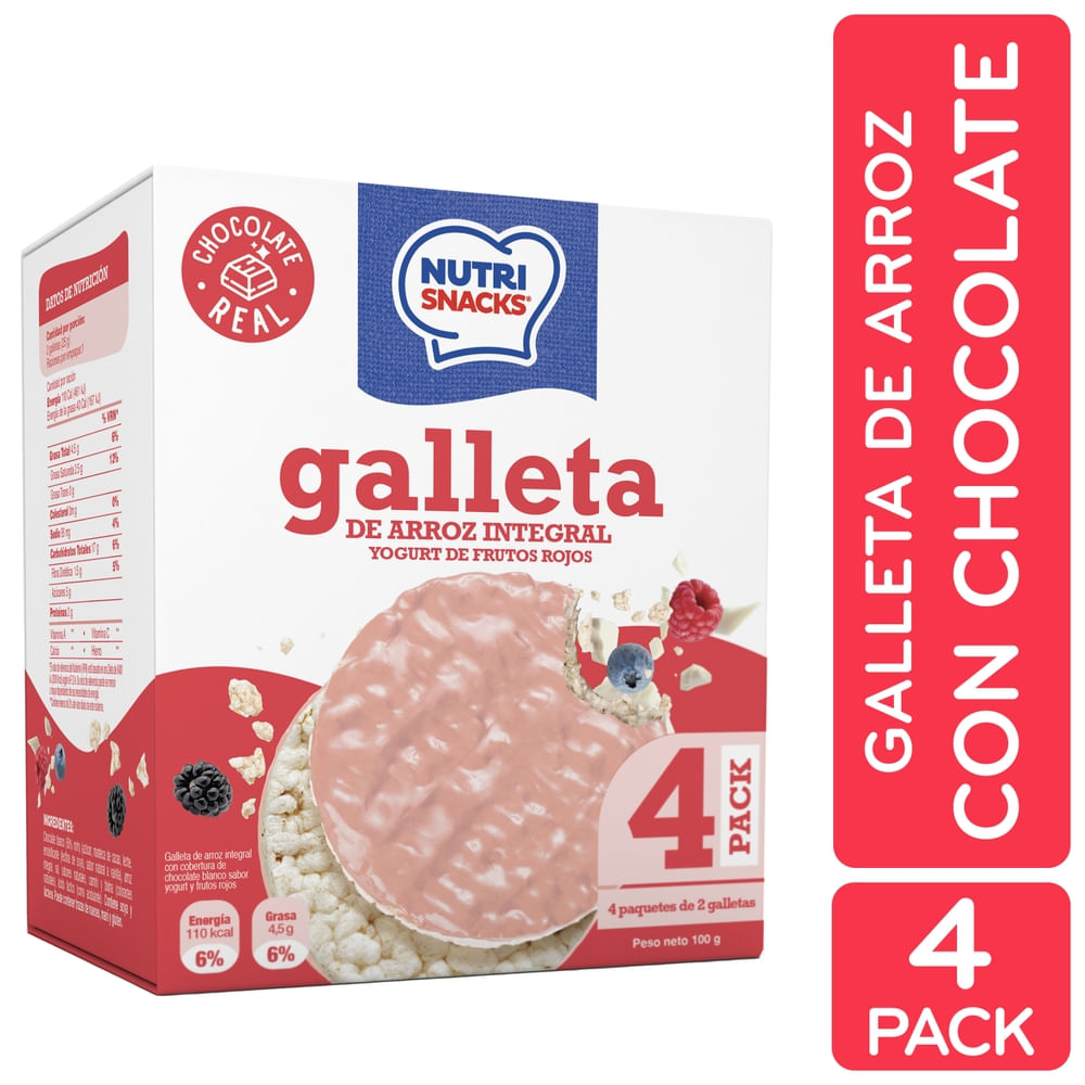 Galletas Nutrisnacks de Arroz Yogurt de Frutos Rojos 4 Pack - 100 g