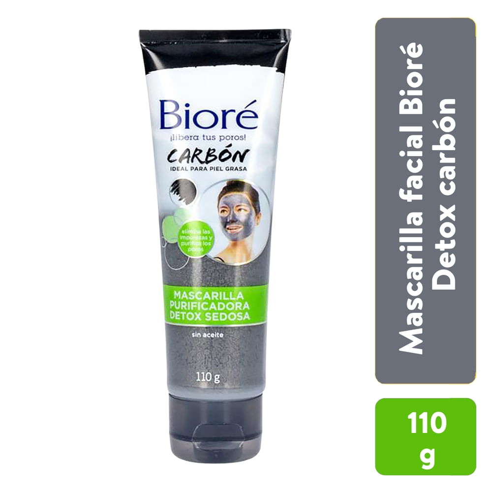 Mascarilla facial Biore con carbon ideal para piel grasa - 110 g