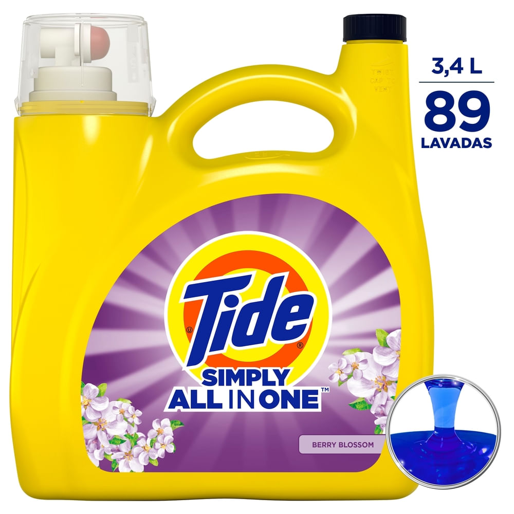 Detergente líquido Tide simply all in one berry blossom - 3460 ml