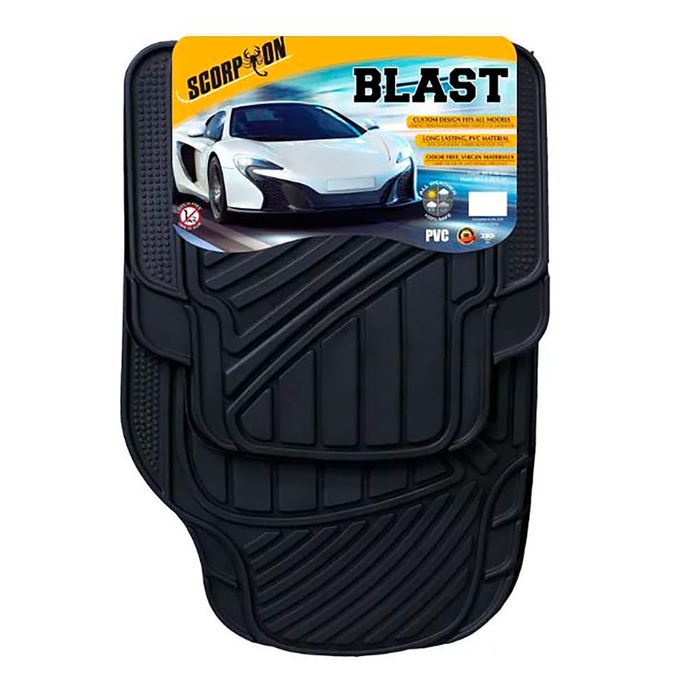 Alfombra Blast Scorpion Negra - 4 Piezas