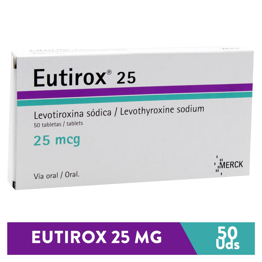 Eutirox Merck 25 Mcg 50 Tabletas (precio por tableta)