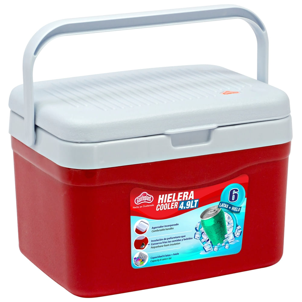 Hielera polar Guateplast pequeña color rojo capacidad 4.9 L