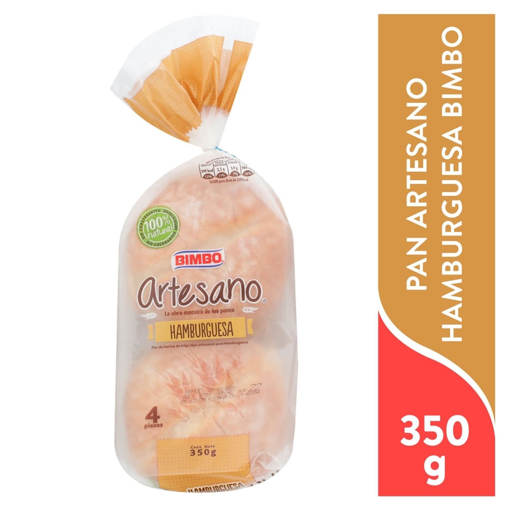 Pan Bimbo artesano para hamburguesa big 4 Uds - 350 g