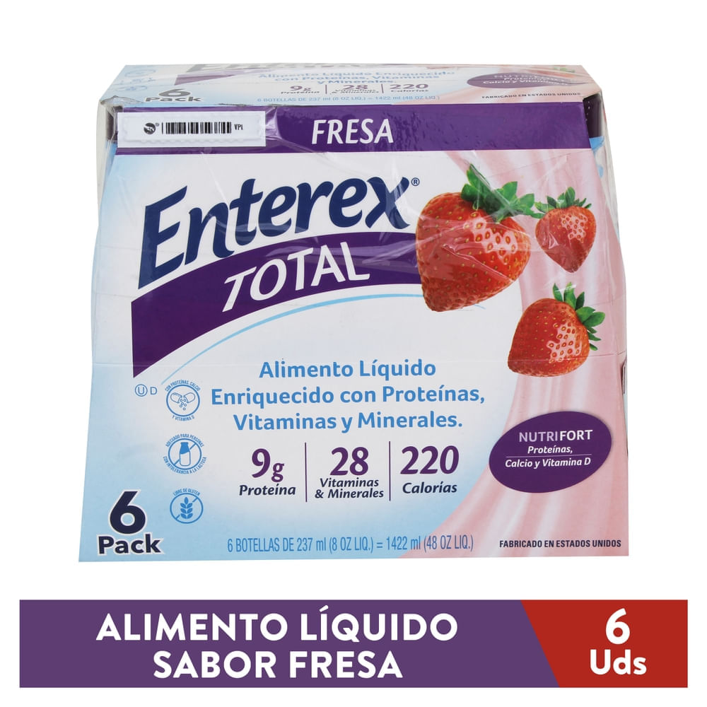 Alimento líquido Enterex total fresa 6 Pack - 1422 ml