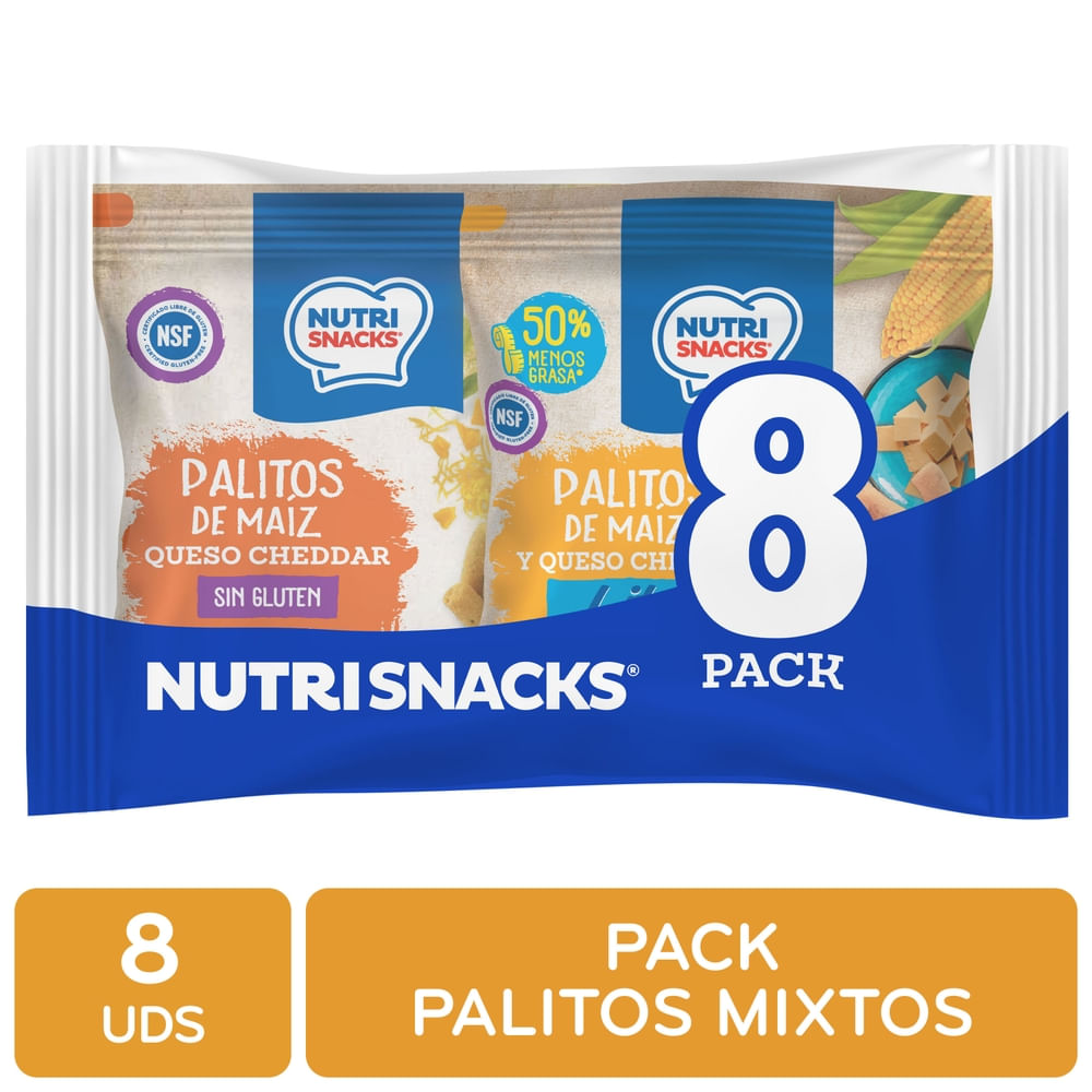 Palitos Mixtos Nutrisnacks Maíz y Queso Cheddar Paquete Surtido 8 Uds - 240 g