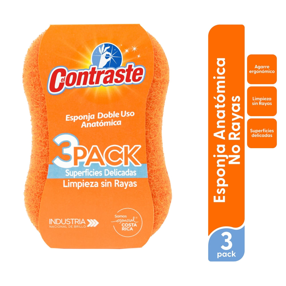Esponja El Contraste Anatómica No Rayas - 3 Pack