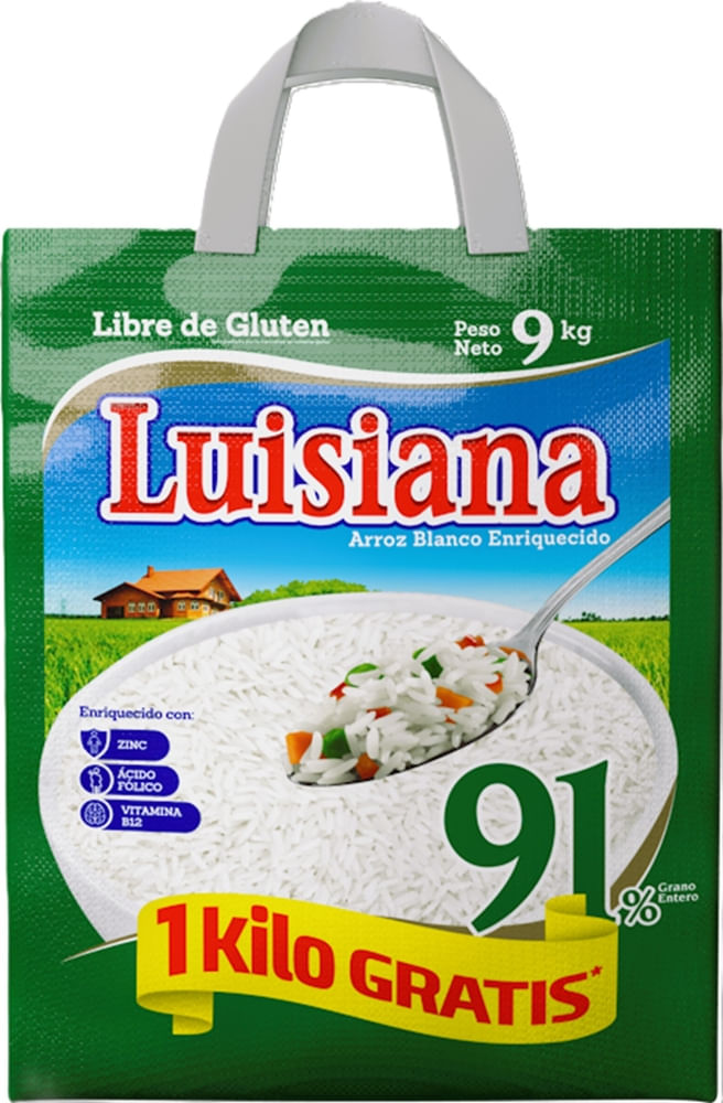 Arroz Luisiana 91% grano entero - 9 kg