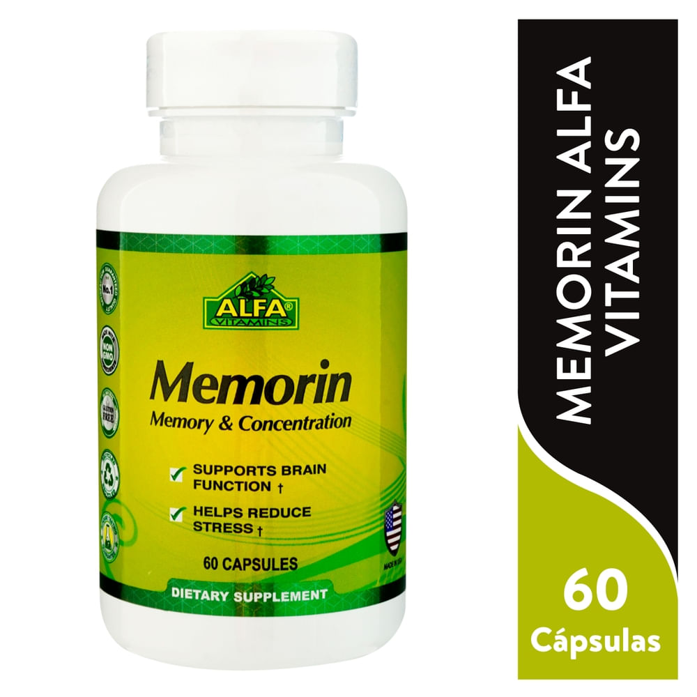 Memorin Alfa Vitamins frasco 60 cápsulas
