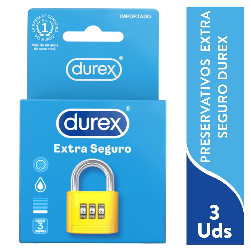 Condones Durex Extra Seguro Látex Natural, Extra Lubricante A Base De Silicona - 3Uds