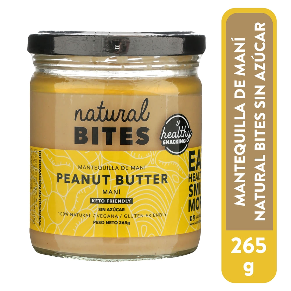 Mantequilla de maní Natural Bites sin azúcar - 265 g