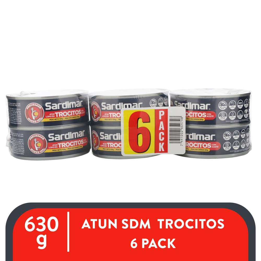 Atún Sardimar trocitos en aceite de soya 6 Pack - 630 g