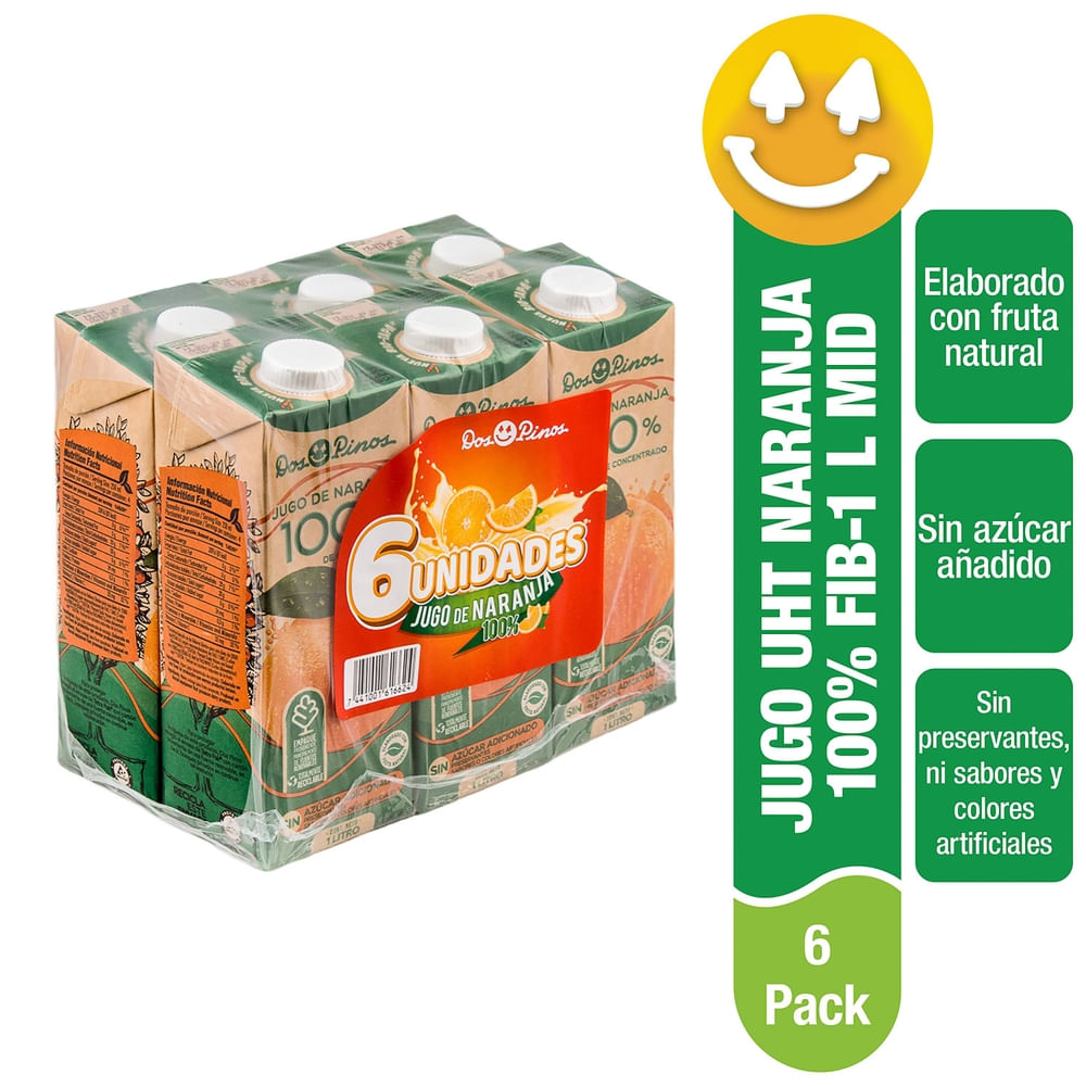 Jugo De Naranja Dos Pinos 6 Pack - 1 L